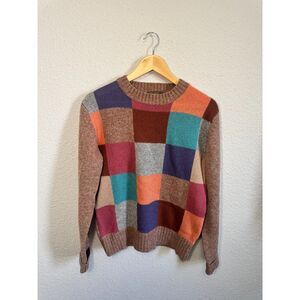 70s patchwork shetland wool M unisex vintage Jack Henry sweater grandpa preppy